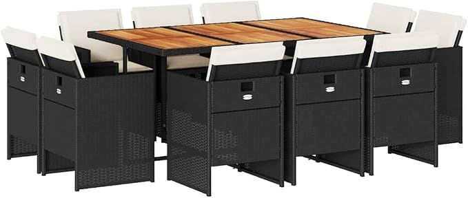Modern Garden Dining Set & Patio Furniture Black Poly Rattan Outdoor Dining Set Patio Dining Set for Garden Backyard Patio 65.0 x 41.7 x 28.7 in