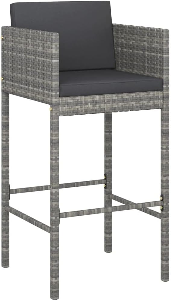 Patio Bar Set with Cushions,Outdoor Table and Chairs Set,Terrace Conversation Set Furniture,Outdoor Furniture,for Garden,Backyard,5 Piece Poly Rattan Gray