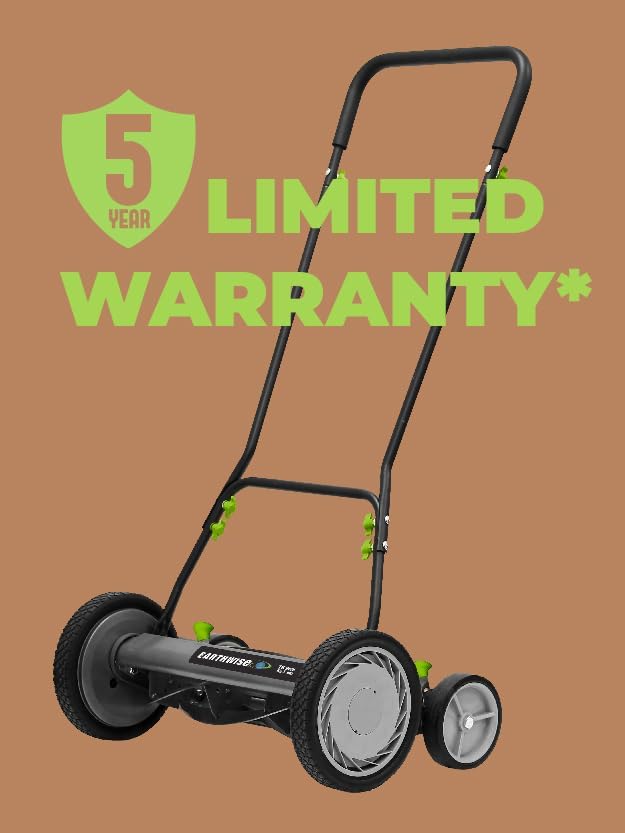 Earthwise 1816-18EW 18-Inch 5-Blade Push Reel Lawn Mower, Grey