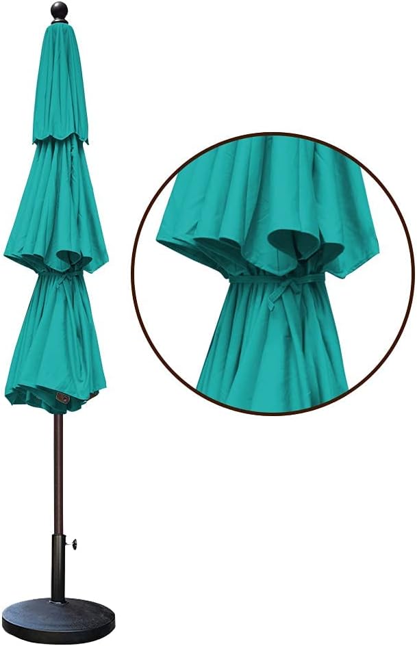 EliteShade USA 10-Year-Non-Fading 11ft 3-Tier Market Patio Umbrella, Commercial Grade Outdoor Table Umbrella with Cylinder Push-Up, Windproof & UPF 50+ UV Protection, Heavy Duty Ventilation for Garden, Deck, Pool, Backyard, Beach & Bistro, Teal