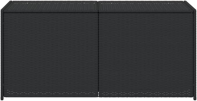 Black PE Rattan Garden Storage Box with Powder-Coated Steel Frame, 283L Capacity for Outdoor Cushions and Tools, UV Resistant and Water-Resistant Material, Modern Woven