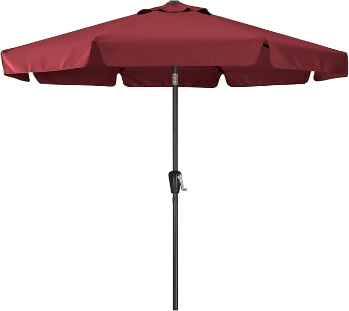 ABCCANOPY 7.5ft Scalloped Patio Umbrella, Outdoor Table Umbrella with Tilt and Crank, Fiberglass Ribs Deck Umbrella for Patio, Pool, Garden, Picnic (Wine Red)