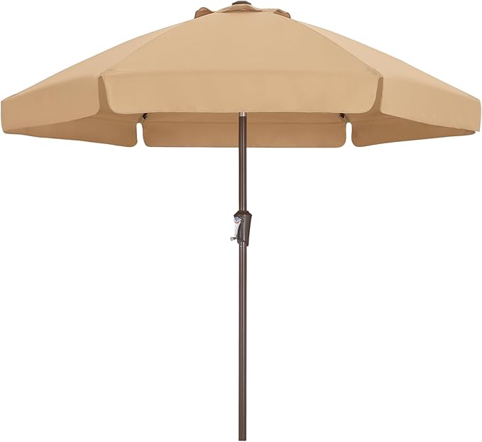 ABCCANOPY 7.5ft Scalloped Patio Umbrella, Outdoor Table Umbrella with Tilt and Crank, Fiberglass Ribs Deck Umbrella for Patio, Pool, Garden, Picnic (Sand)