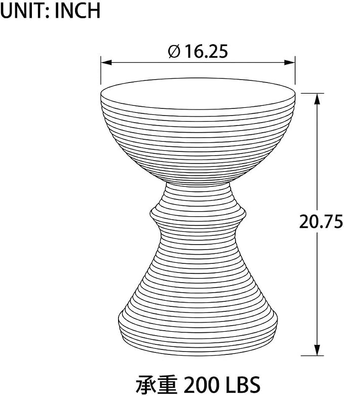 Concrete Side Table Outdoor Faux Stone End Table, Outdoor Accent Tables, Garden Stool Plant Stand for Porch, Backyard Patio Antique Hourglass 16.25"*16.25"*20.75"Natural