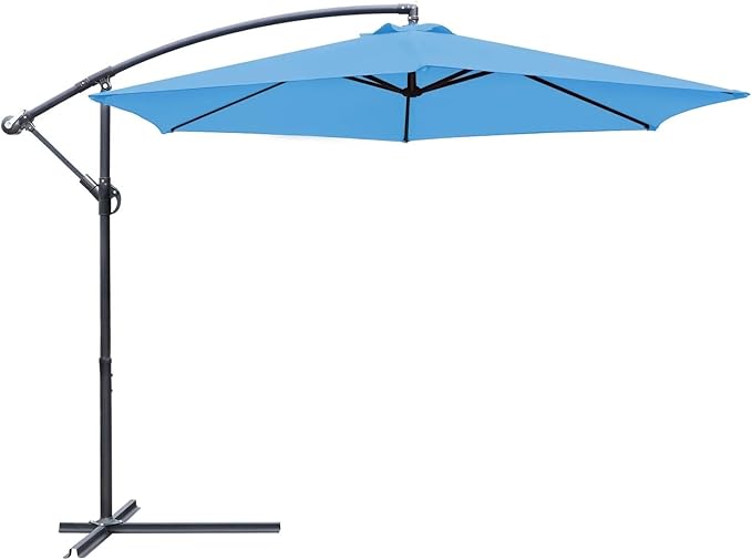 Greesum 9FT Patio Umbrella, Outdoor Table Umbrella with Push Button Tilt, Crank and 8 Sturdy Ribs for Garden, Lawn, Backyard & Pool