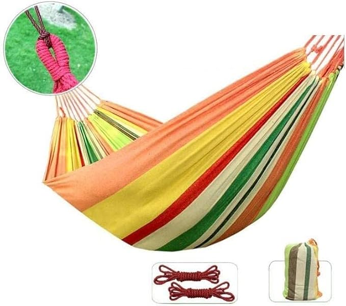 Camping Hammock Bed Cotton Canvas Garden Hammock Outdoor Hammock Portable Travel Swing Hang Bed Hamacks for Outdoor Garden Yard Hiking Hammock Swing (Color : C, Size : 200 * 150cm)
