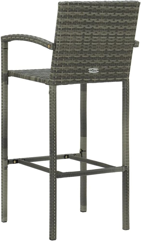 3 Piece Patio Bar Set, Bistro Set Patio Conversation Set Porch Furniture Set Front Porch Furniture for Piazza Garden Negotiation Area Poolside with Armrest Poly Rattan Gray