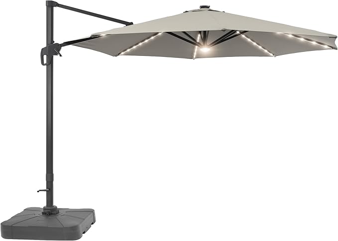 FLAME&SHADE 11 ft Cantilever Offset Patio Umbrella, Large Heavy Duty Outdoor Patio Umbrella Aluminum 360° Rotation Round Outdoor Umbrella for Deck,Pool,Backyard