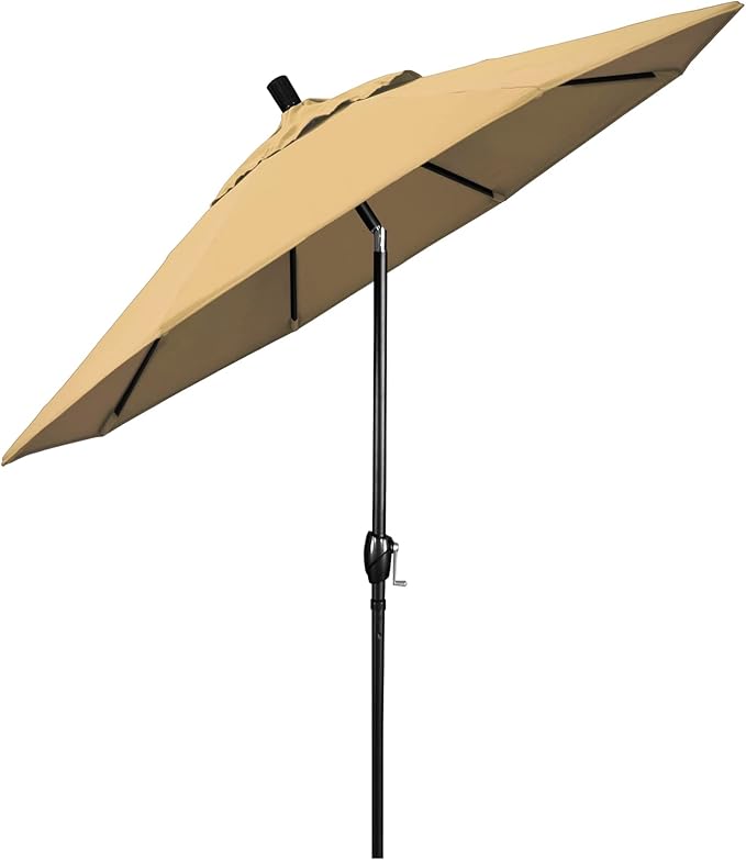 California Umbrella 7.5' Round Aluminum Market Umbrella, Crank Lift, Push Button Tilt