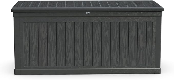 260 Gallon Large Outdoor Storage XXL Deck Box for Patio Furniture, Outdoor Cushions, Garden Tools and Sports/Pools Equipment, Waterproof Resin, Lockable, Black