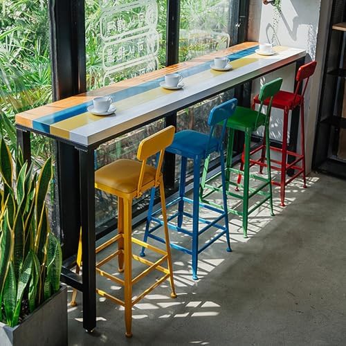 Vibrant Modern Solid Wood Bar Table - 78.7" Counter-Height Dining Table for Kitchen Islands, Balconies & Outdoor Bars, Narrow Rectangular Design, No Stools Needed
