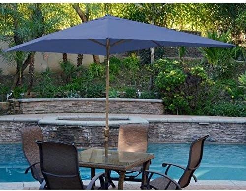 Jeco Aluminum Patio Market Umbrella Tilt with Crank, Fabric & Bronze Pole, Blue, 6.5' x 10'