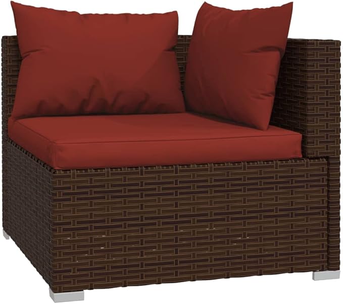 4 Piece Patio Lounge Set with Cushion, Outdoor Patio Sectional Furniture Conversation Sets Patio Lounge Set Piece Patio Set s Poly Rattan Brown