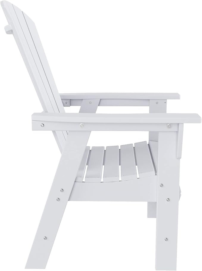 WestinTrends Dylan Adirondack Patio Dining Set for 4, All Weather Poly Lumber Outdoor Table and Chairs Set of 4, 43" Trestle Square Dining Table and Seashell Adirondack Dining Chair, White