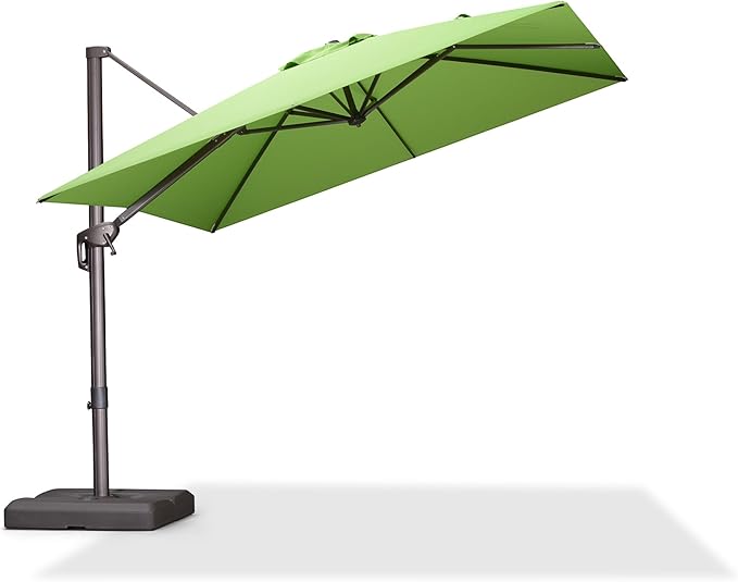 PURPLE LEAF 9' X 9' Patio Umbrella Antique Bronze Square Cantilever Umbrella Outdoor with 360° Rotation and Aluminum Offset Hanging for Pool Deck Garden Backyard, Green