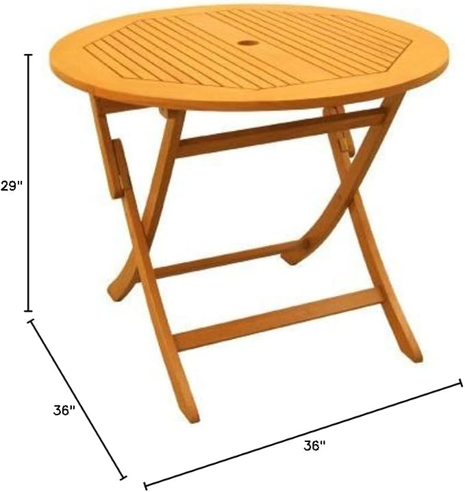 International Caravan Furniture Piece Royal Tahiti Outdoor 36" Round Wood Folding Table