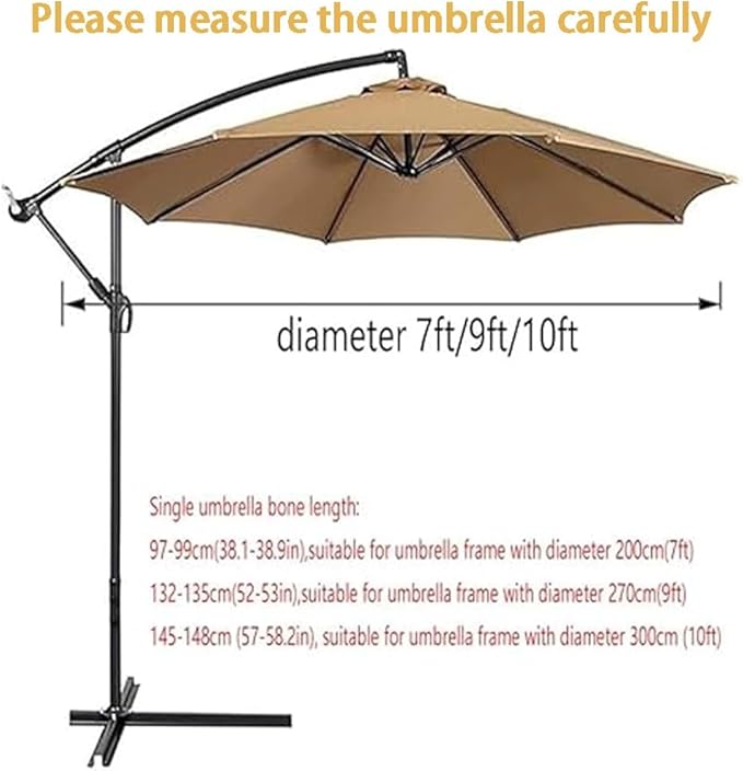 7ft/9ft/10ft Parasol Umbrella Canopy Replacement, Patio Umbrella Replacement Cover, 8 Ribs/6 Ribs Parasol Top Replacement Cloth(Dark Green,300cm/10ft-8ribs)