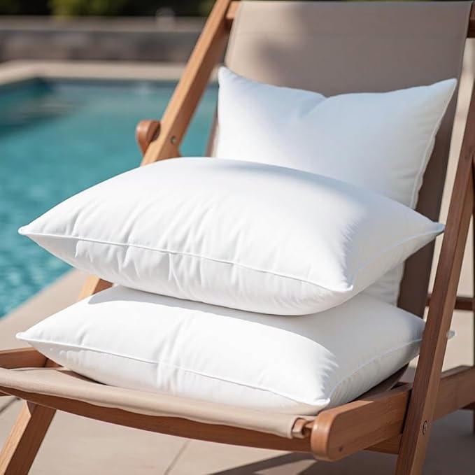 24 x 24 Outdoor Pillow Inserts Set of 2 Waterproof Square Support White Decorative Throw Pillow Inserts for Couch Sofa Beds Large Patio Furniture Cushions