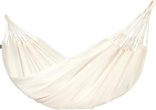 LA SIESTA Brisa Double Outdoor Hammock — Colombian-Made Polypropylene, UV & Weather Resistant, for Backyard & Patio - Vanilla