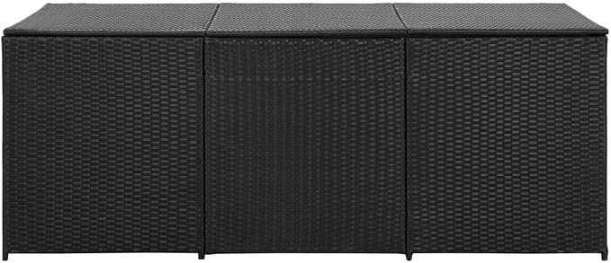 Patio Storage Box Deck Storage Box Outdoor Storage Box Indoor Wicker Storage Bin for Patio Furniture Cushions, Pillows, Garden Tools, Poly Rattan Black, 70.8"x35.4"x29.5" -AA
