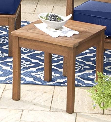 Plow & Hearth Lancaster Outdoor Furniture Eucalyptus Wood Side Table 18 sq. x 20 H Natural