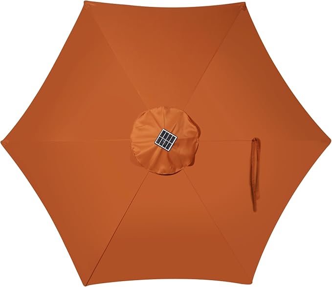 Blissun 7.5 ft Solar Umbrella, 18 LED Lighted Patio Umbrella, Table Market Umbrella