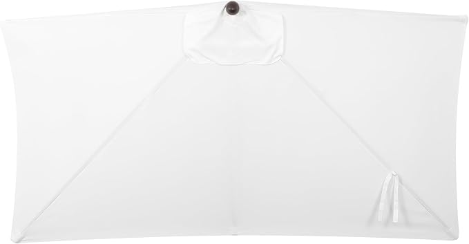 JONATHAN Y Sidney Coastal 9 ft. White Half Umbrella for Outdoor Patio, Space-Saving Rectangular Wall Sun Shade with Crank Lift, UV Protection for Balcony, Deck, Dark Brown Pole UMB1200D