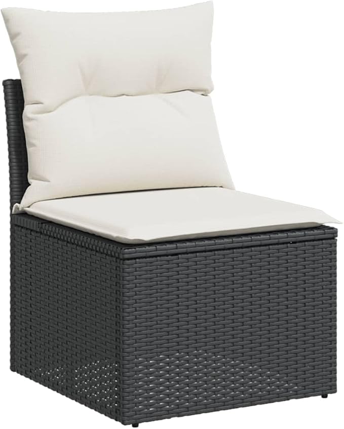 6-Piece Patio Furniture Set, 39.4" L Outdoor Sectional Sofa with Cushions, Black Poly Rattan Patio Conversation Set for Garden, Balcony, Deck and Backyard Seating Up to 6