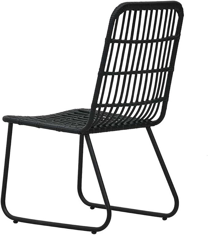 Afuera Living 5-Piece Patio Dining Set, Poly Rattan, Powder-Coated Steel & Glass, Black Finish, Square Table & Comfortable Chairs, Modern Outdoor Furniture for Garden, Terrace, or Balcony Use
