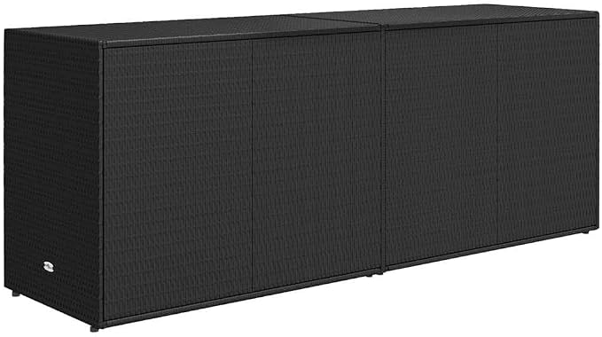 Outdoor Garden Storage Cabinet, Large Waterproof Poly Rattan Utility Shed with 2 Doors for Patio, Garage, and Backyard Organization, 78 x 78 x 31.5 Inch, Black