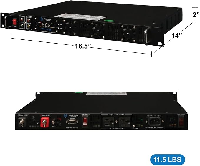 1000 Watt Negative 48 Volt Rack Mount Inverter to 120 Volt AC – 1U (-48V)