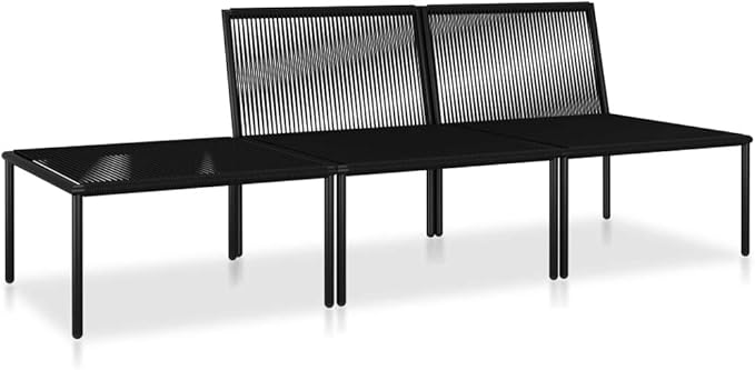 Patio Lounge Set with Cushions,Outdoor Furniture,Outdoor Furniture Sets,Patio Conversation Sets,for Garden,Deck,Backyard,3 Piece Black PVC