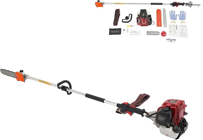 Brush Cutter, 4 Strokes 37.7CC 1.65HP Gas Lawn Edger Single Cylinder Air Cooled Weed Wacker Multifunction Weed Eater Alloy Steel Gas Powered Weed Trimmer Garden Trimmer w/0.17 Gal Fuel Tank Capacity