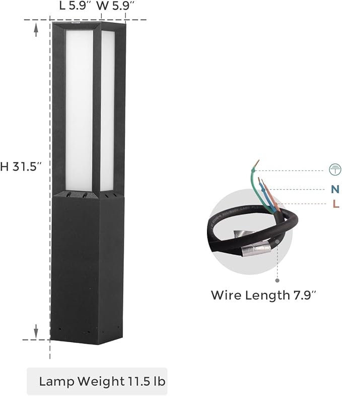 Landscape Path Light, Aluminum 8W 800LM Luxury LED Lighting, 32 Inches Modern Outdoor Bollard Lighting for Lawn, Patio, Courtyard and Driveway Decoration