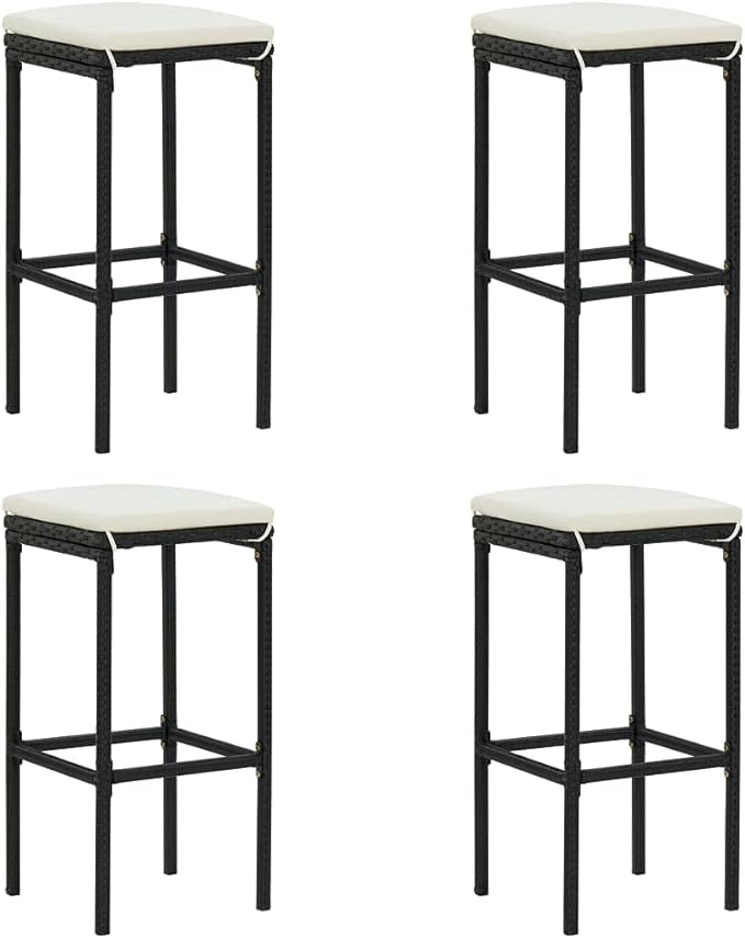 Patio Bar Set with Cushions,Patio Lounge Set,Conversation Sets,Outdoor Garden Table and Chairs Sets,Outdoor Patio Furniture,for Patio,Backyard,Garden,5 Piece Black