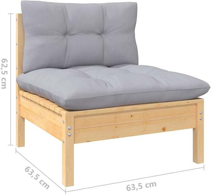 Patio Furniture Sets,Outdoor loveseat,Patio Conversation Sets,11 Piece Patio Lounge Set with Gray Cushions Solid PinewoodSuitable for Patio, Garden, Gazebo Low