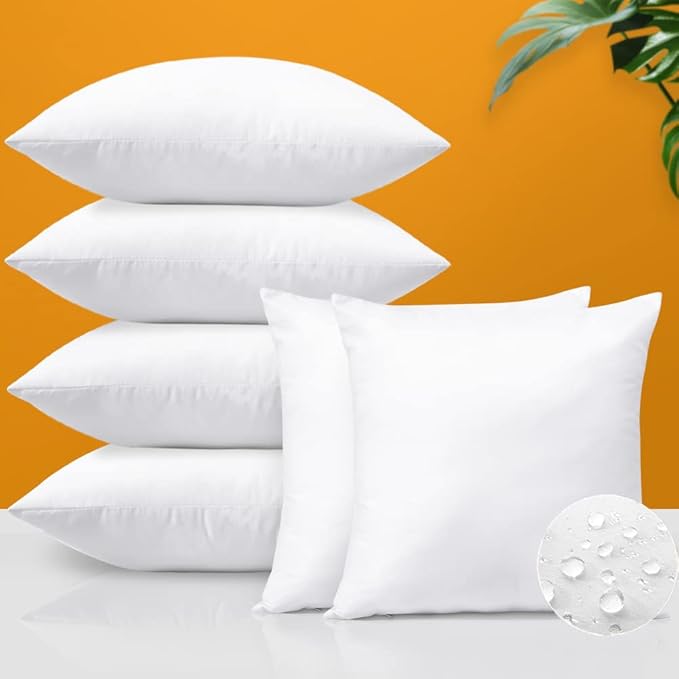 OTOSTAR Premium Outdoor Throw Pillow Inserts 20x20 Inch Waterproof Pillow Inserts Pack of 6 Square Pillow Stuffers Decorative Sofa Pillow Insert for Bed Couch Living Room Garden Sham Cushion Stuffer