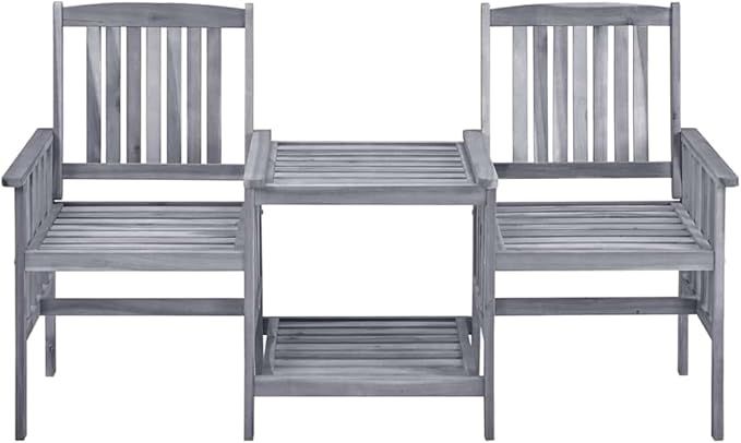 Patio Chairs with Tea Table 62.6"x24"x36.2" Solid Acacia Wood, Porch Furniture Set Patio Conversation Set Front Porch Furniture Bistro Set for Exhibition Poolside Piazza Negotiation Area