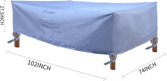 Patio Furniture Cover,Waterproof for Outdoor Dining Table and Chair Cover, Furniture Sofa Set Covers, patio table cover, 102" W x 74" D x 27.5" H Grey