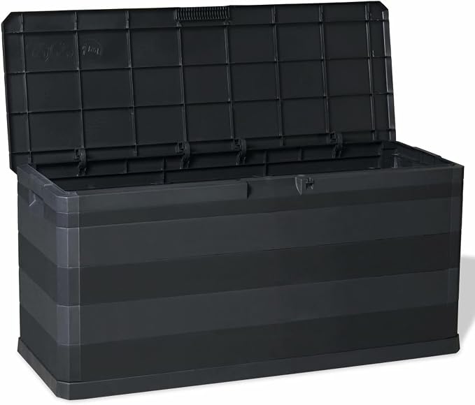 shubiao Patio Storage Box Black 46.1"x17.7"x22",Patio Accessories, Storage Box, Deck Storage Box, Outdoor Storage Cabinet