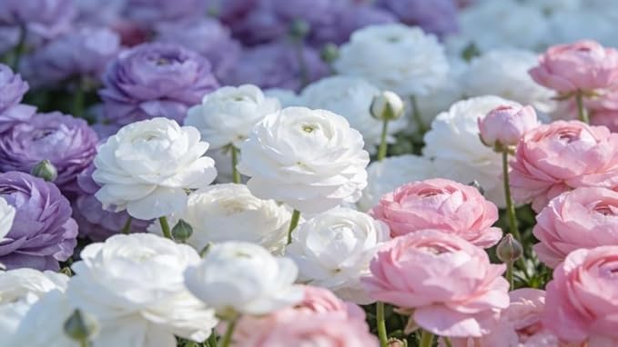 5+ Mixed Color Ranunculus Bulbs, Assorted Rainbow of Double Blooms, Spring Flowering Bulbs Wedding Flower Bulbs for Garden Beds, Borders, Cut Flowers & Container Gardening