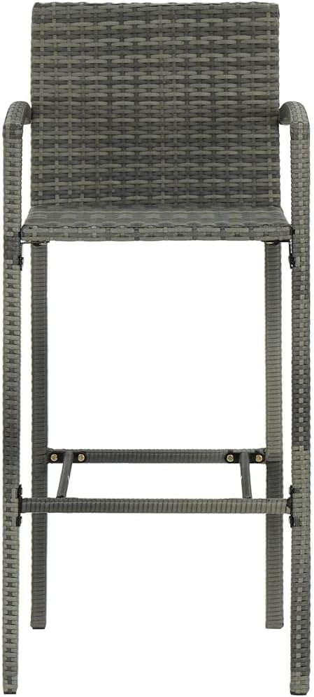 3 Piece Patio Bar Set, Bistro Set Patio Conversation Set Porch Furniture Set Front Porch Furniture for Piazza Garden Negotiation Area Poolside with Armrest Poly Rattan Gray