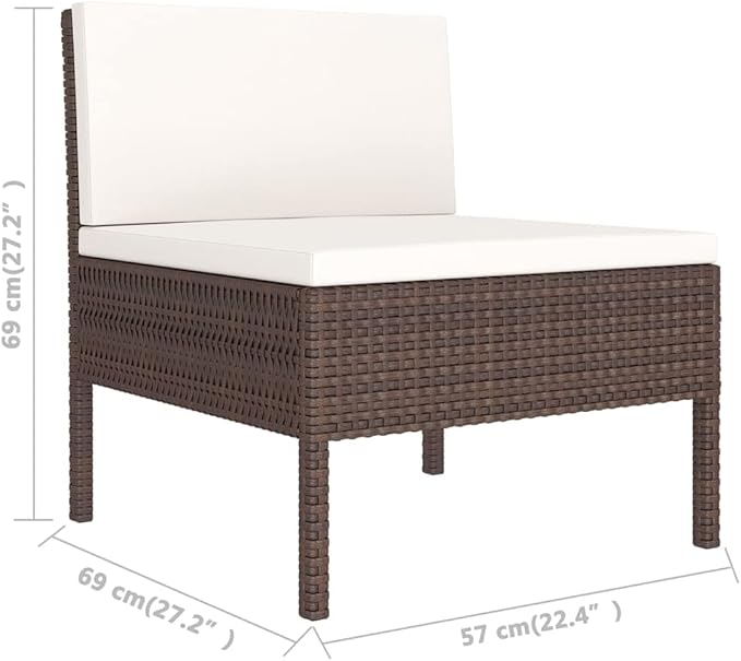 Patio Lounge Set with Cushions,Patio Furniture Sets,Patio Conversation Sets,Outdoor Furniture Sets,for Garden,Backyard,Outdoor,6 Piece Poly Rattan Brown