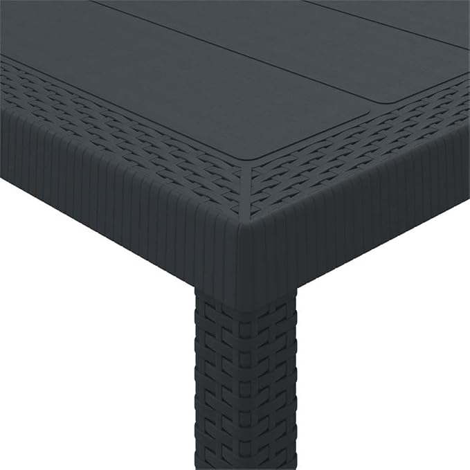 Afuera Living Contemporary Poly Rattan Patio Dining Set, Anthracite Matte Finish, Rectangular Design, Foam-Filled Cushions, UV-Resistant Material, Seats 10, Sleek Outdoor Furniture for Gardens and