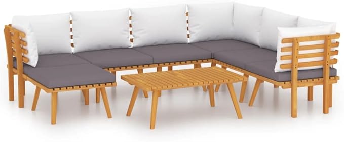 Patio Lounge Set with Cushions,Patio Furniture Sets,Patio Conversation Sets,Outdoor Furniture Sets,for Garden,Backyard,Outdoor,8 Piece Solid Acacia Wood