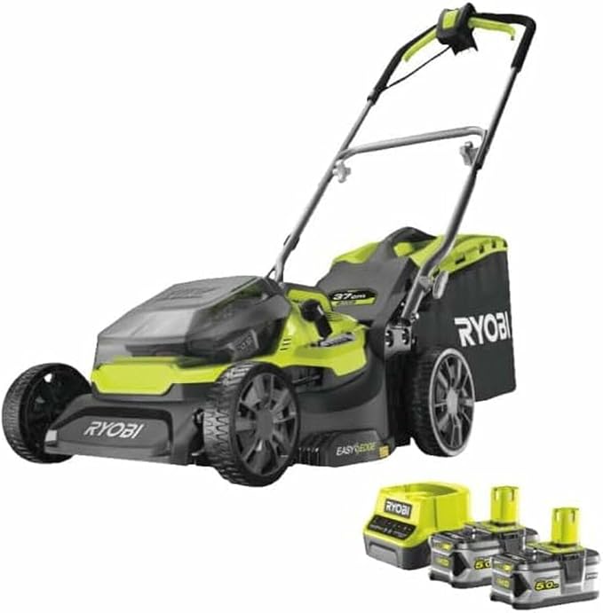 RYOBI 36V LithiumPlus Hybrid Lawnmower cuts 37cm - 2 x 5.0 Ah Batteries - 1 x RY18LMH37A-250 Quick Charger