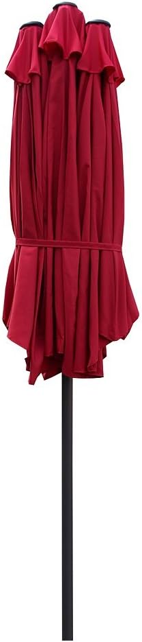 Le Papillon 15 ft Market Outdoor Umbrella Double-Sided Aluminum Table Patio Umbrella with Crank (15ft, Red)