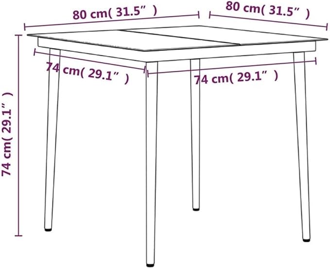 Afuera Living Contemporary Patio Dining Set, Powder-Coated Steel Frame, Gray and Black Finish, Includes Square Table and 4 Cushioned Chairs, Weather-Resistant, Modern Garden or Terrace Furniture
