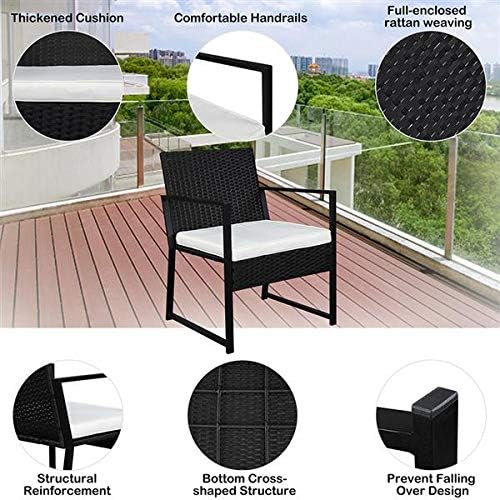 3 Pieces Patio Furniture Set, Outdoor Chair Set with Side Table, Cushion, Patio Conversation Set for Backyard, Poolside, Balcony, Coffee Table & Chairs Set with Seat Cushions Patio Conversation Set