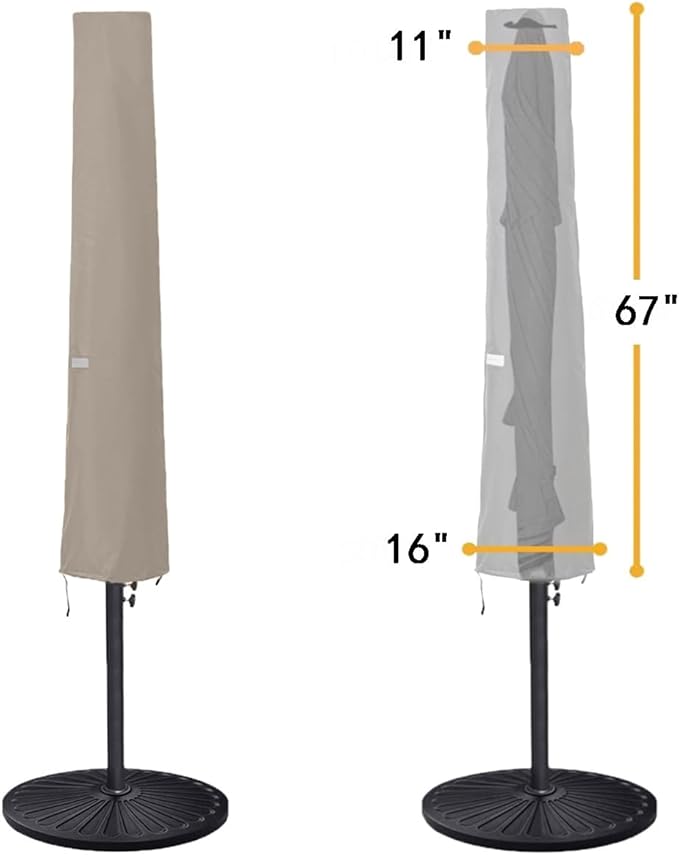 Umbrella Cover for 6ft to 9ft Patio Umbrellas, Waterproof and Durable Market Umbrella Cover with Zipper and Rod